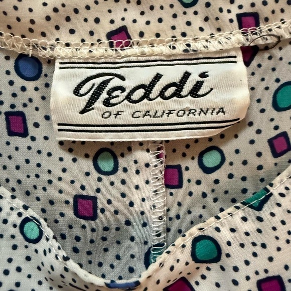 Teddi White and Blue Blouse with Polka Dots - Picture 3 of 5